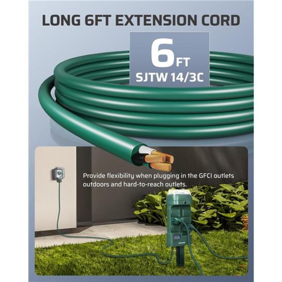 DEWENWILS Outdoor Mechanical Power Stake Timer, Waterproof, 6 Grounded Outlets - Picture 7 of 7